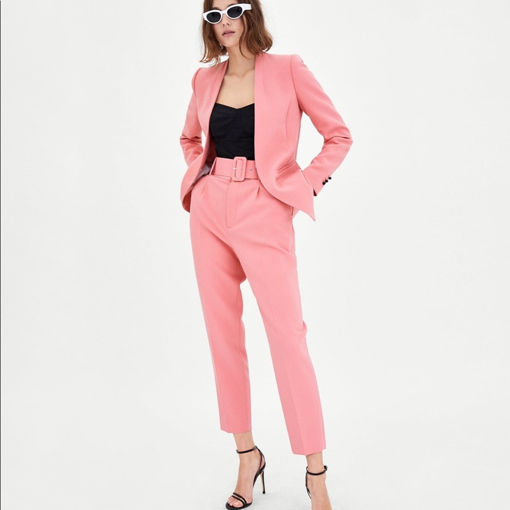 Zara- Pink Suit With Belt (sold as set)